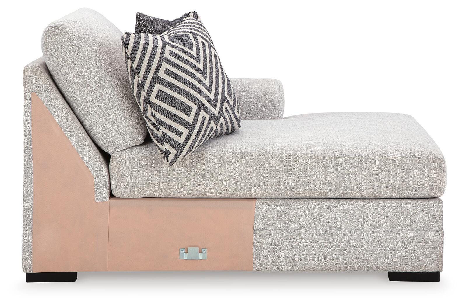 Koralynn 3-Piece RAF Chaise Sectional in Stone Performance Fabric and Next-Gen Nuvella