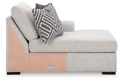 Koralynn 3-Piece RAF Chaise Sectional in Stone Performance Fabric and Next-Gen Nuvella