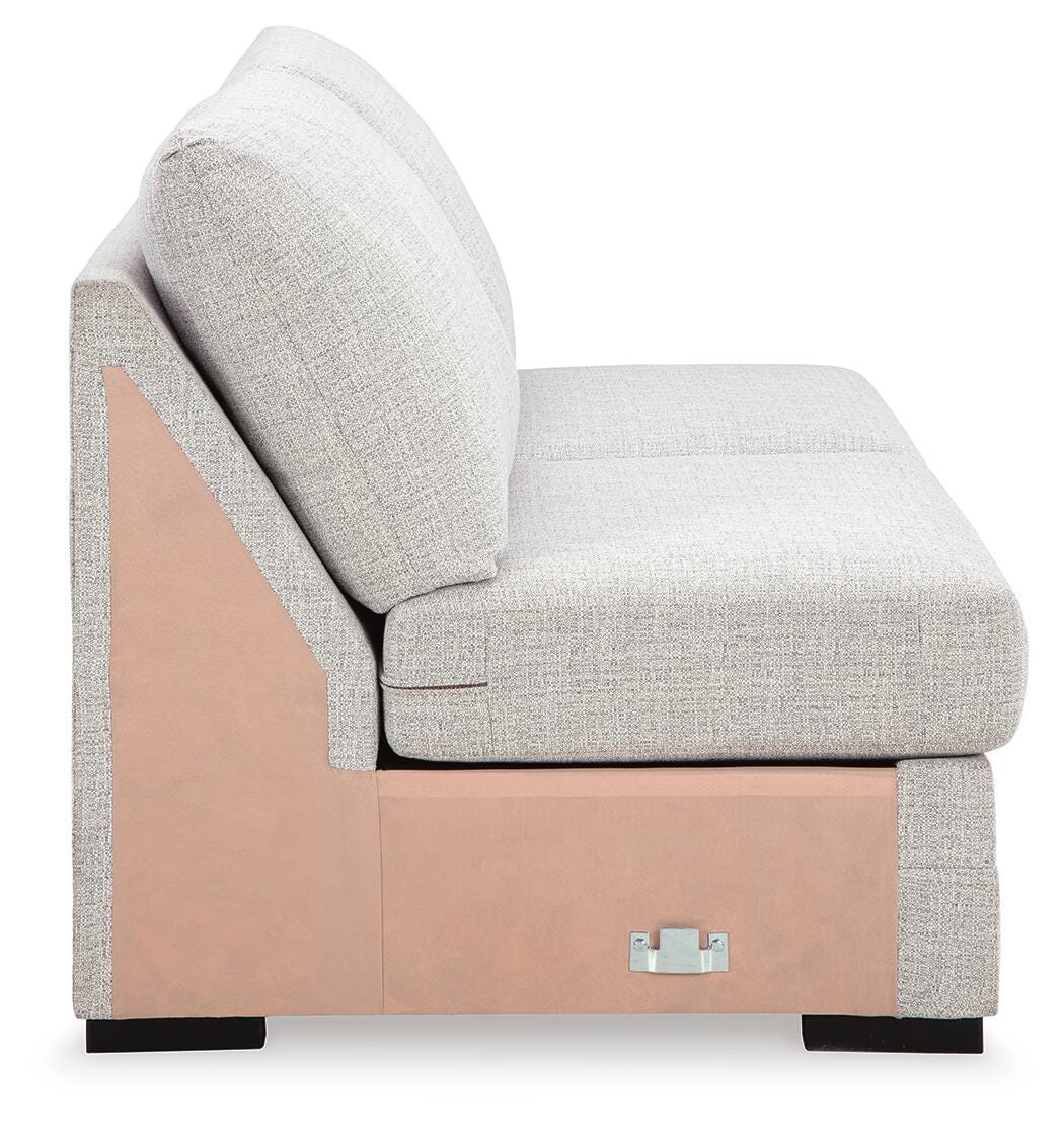 Koralynn 3-Piece LAF Chaise Sectional in Stone Performance Fabric and Next-Gen Nuvella