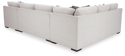 Koralynn 3-Piece RAF Chaise Sectional in Stone Performance Fabric and Next-Gen Nuvella