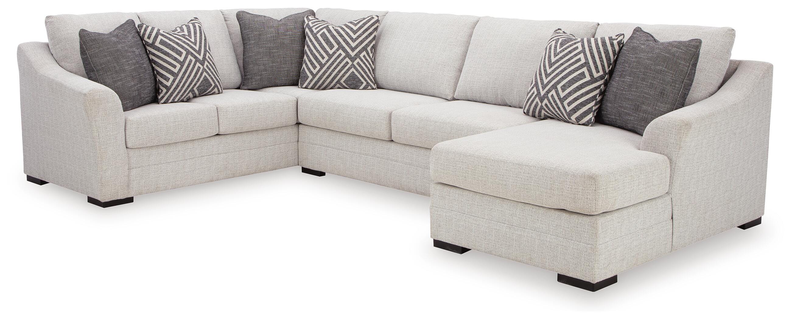 Koralynn 3-Piece RAF Chaise Sectional in Stone Performance Fabric and Next-Gen Nuvella
