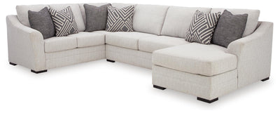 Koralynn 3-Piece RAF Chaise Sectional in Stone Performance Fabric and Next-Gen Nuvella