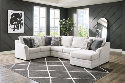 Koralynn 3-Piece RAF Chaise Sectional in Stone Performance Fabric and Next-Gen Nuvella