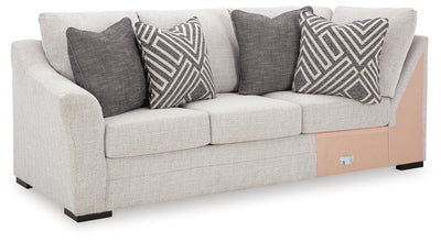 Koralynn 3-Piece RAF Chaise Sectional in Stone Performance Fabric and Next-Gen Nuvella