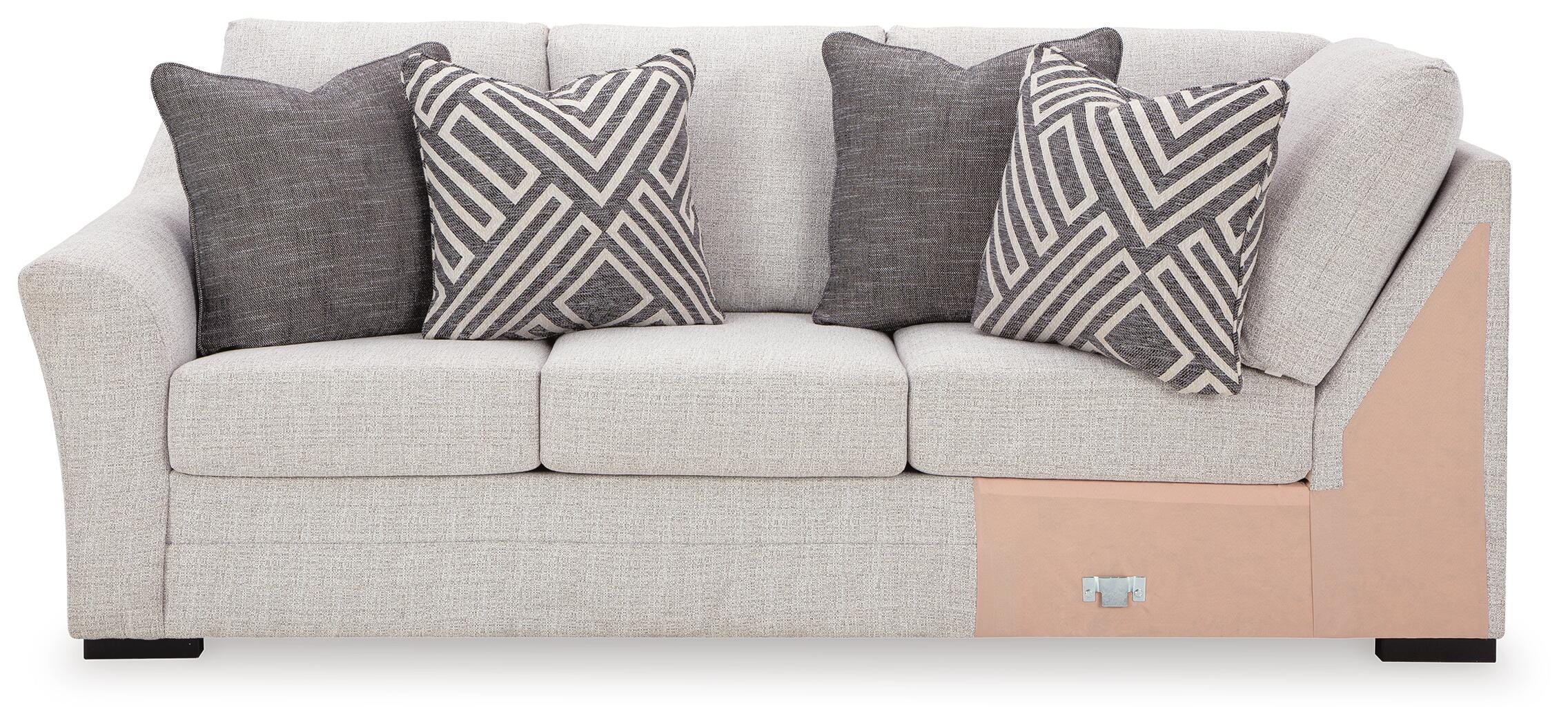 Koralynn 3-Piece RAF Chaise Sectional in Stone Performance Fabric and Next-Gen Nuvella