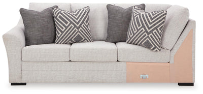 Koralynn 3-Piece RAF Chaise Sectional in Stone Performance Fabric and Next-Gen Nuvella