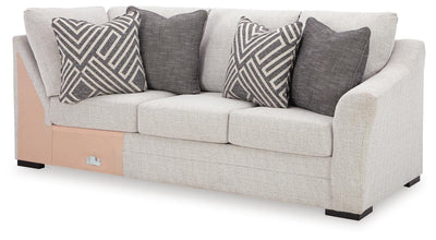 Koralynn 3-Piece LAF Chaise Sectional in Stone Performance Fabric and Next-Gen Nuvella
