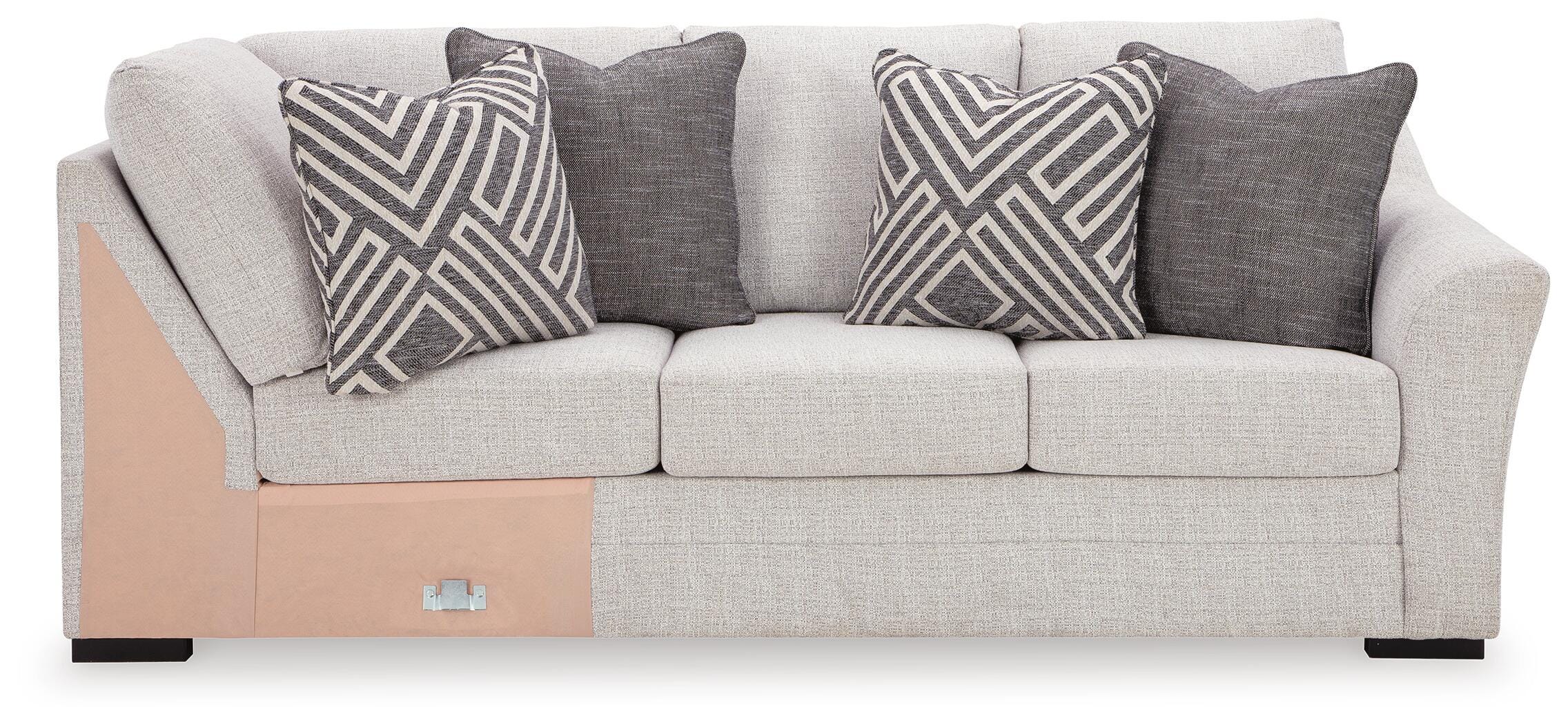 Koralynn 3-Piece Sectional and Oversized Accent Ottoman in Stone