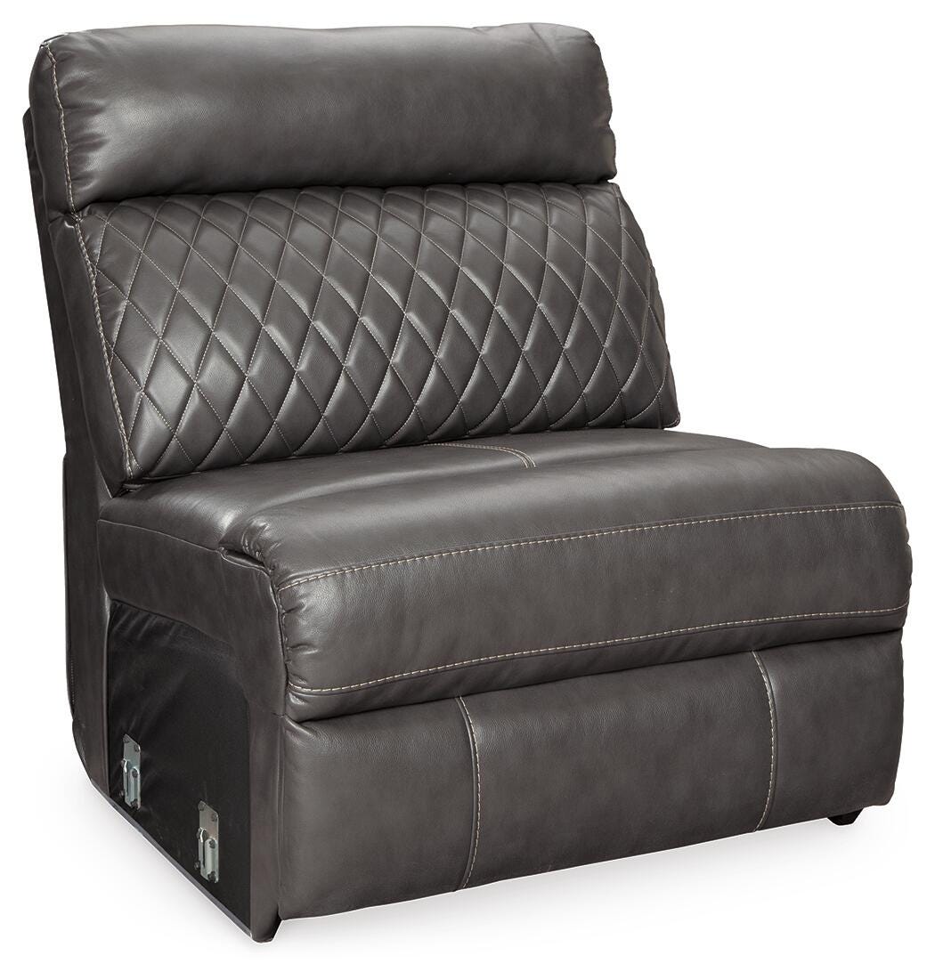 Samperstone 3-Piece Power Reclining Sectional Sofa in Gray Faux Leather