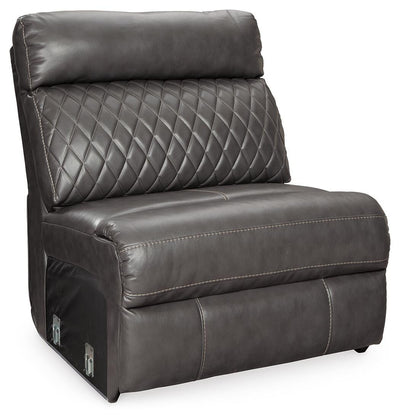 Samperstone 3-Piece Power Reclining Sectional Sofa in Gray Faux Leather