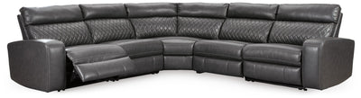 Samperstone 5-Piece Power Reclining Sectional in Gray Faux Leather