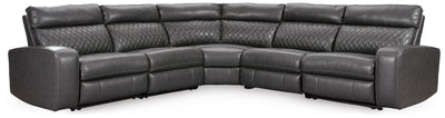 Samperstone 5-Piece Power Reclining Sectional in Gray Faux Leather