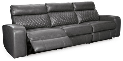 Samperstone 3-Piece Power Reclining Sectional Sofa in Gray Faux Leather