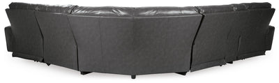 Samperstone 6-Piece Power Reclining Sectional in Gray Faux Leather