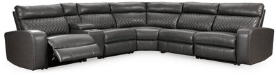 Samperstone 6-Piece Power Reclining Sectional in Gray Faux Leather