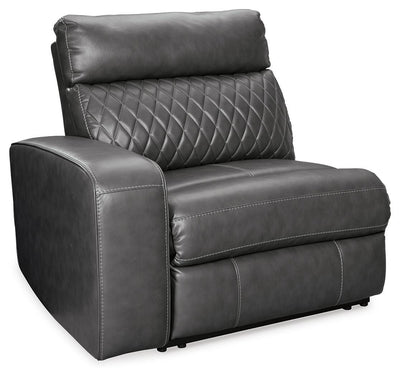 Samperstone 3-Piece Power Reclining Sectional Loveseat in Gray Faux Leather