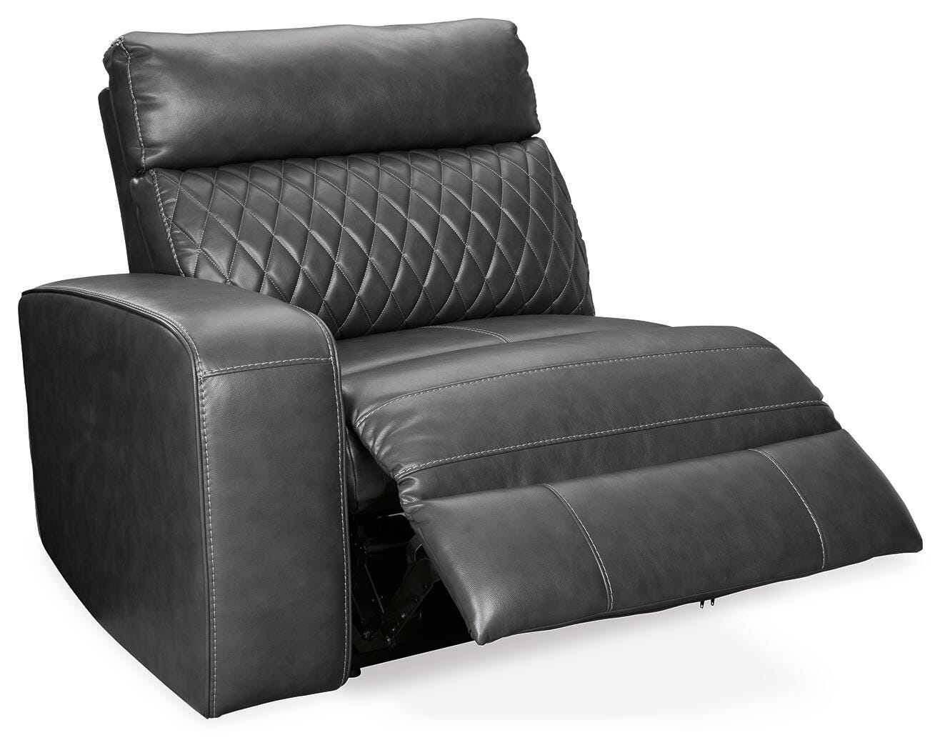 Samperstone 2-Piece Power Reclining Sectional Loveseat in Gray Faux Leather