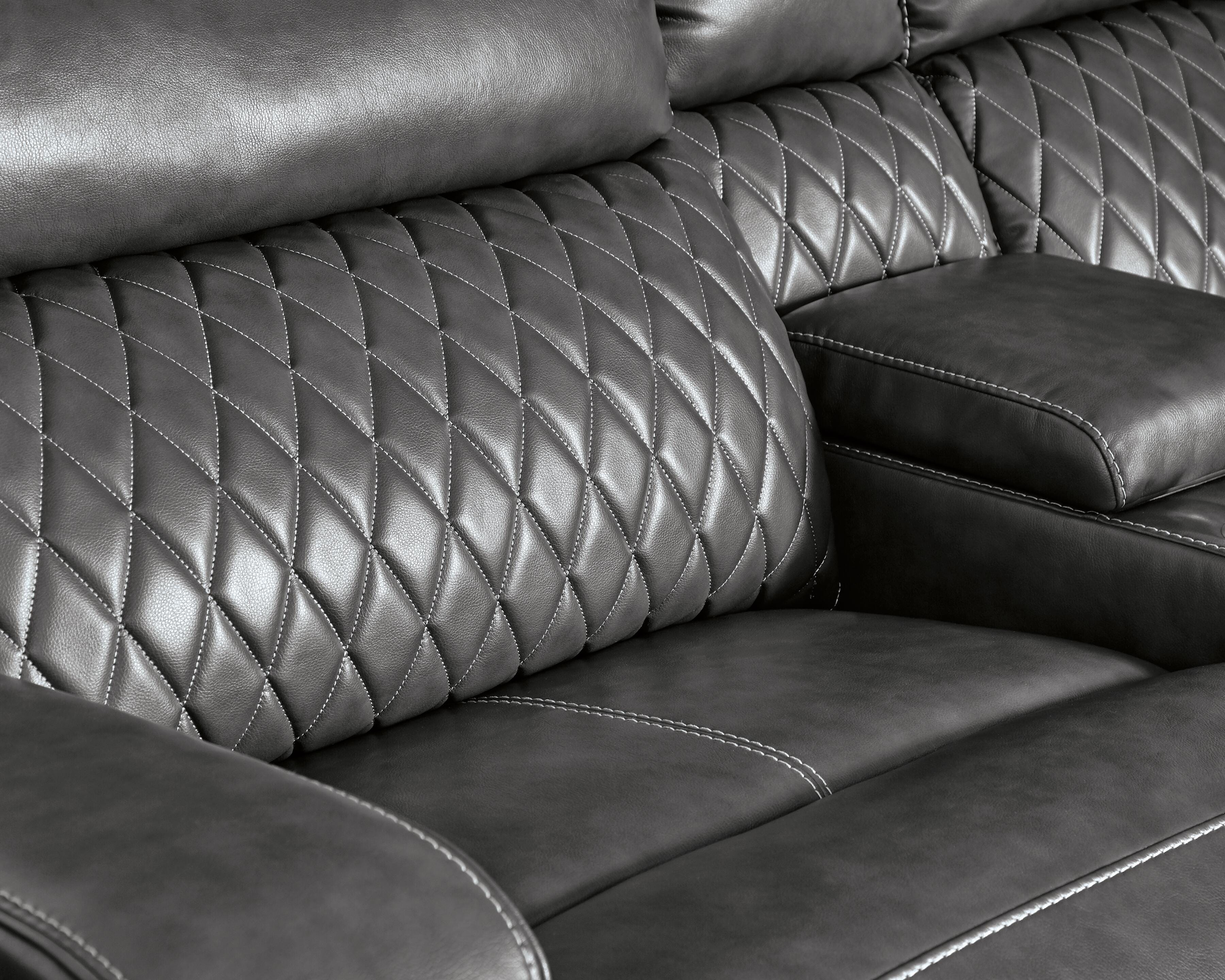 Samperstone 5-Piece Power Reclining Sectional in Gray Faux Leather