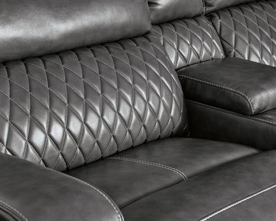 Samperstone 5-Piece Power Reclining Sectional in Gray Faux Leather