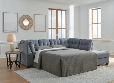 Marleton 2-Piece RAF Chaise Sleeper Sectional in Denim Microfiber