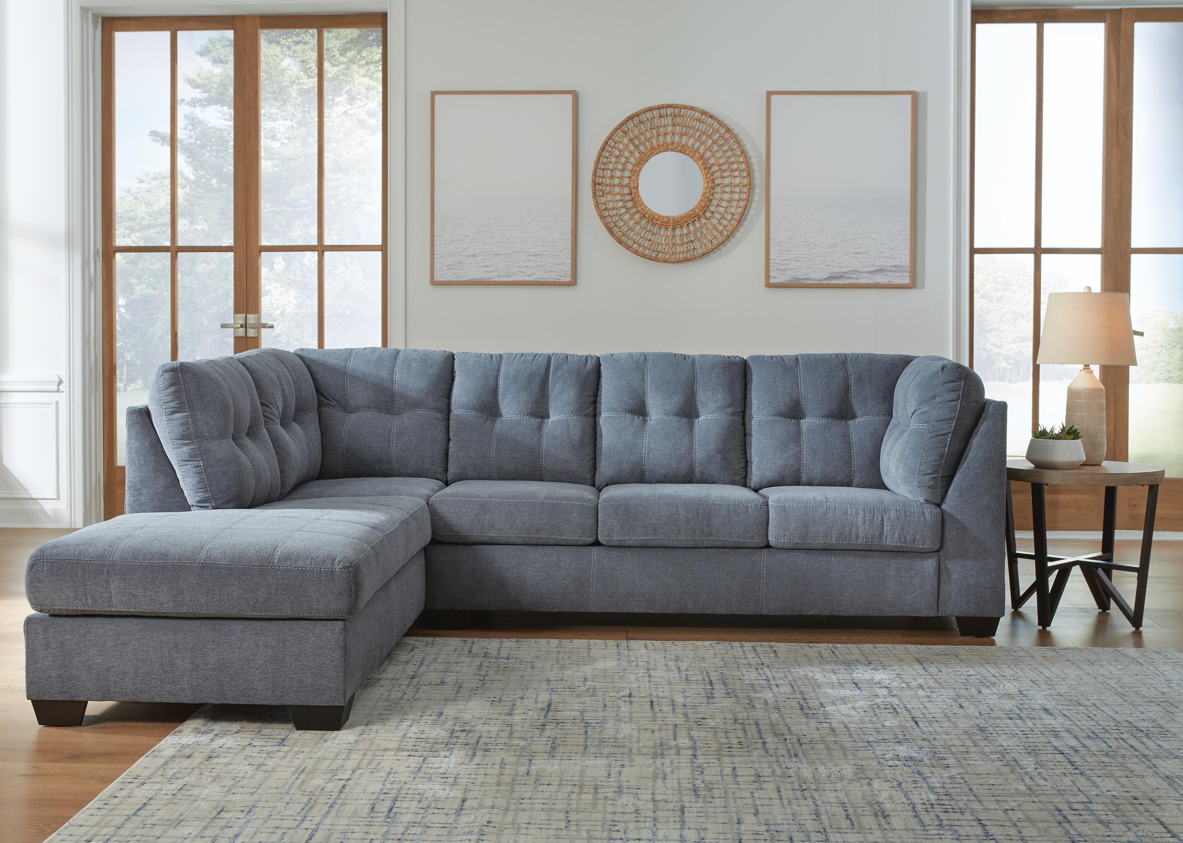 Marleton 2-Piece LAF Chaise Sectional in Denim Microfiber