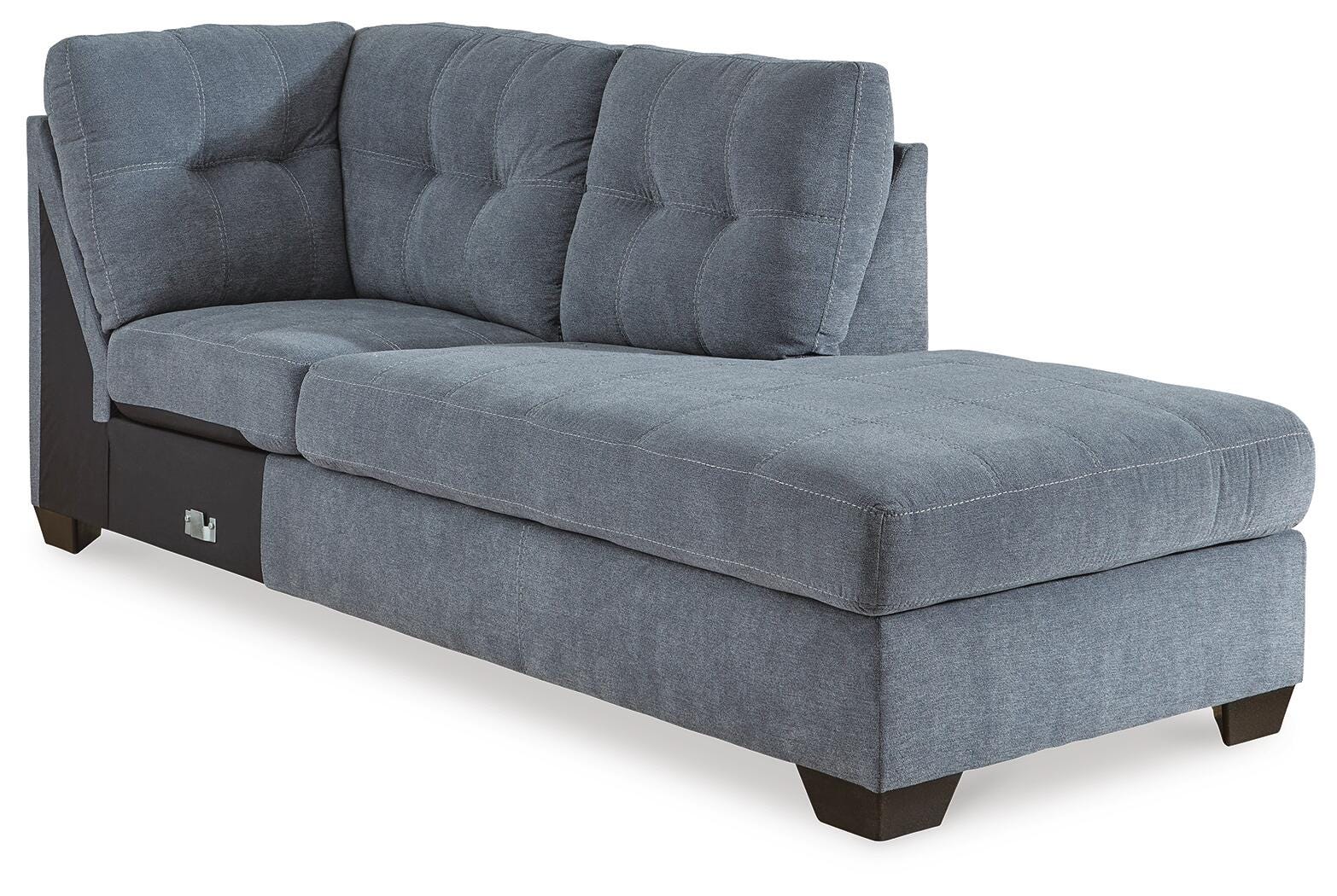 Marleton 2-Piece RAF Chaise Sleeper Sectional in Denim Microfiber