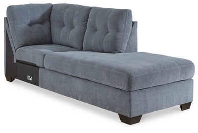 Marleton 2-Piece RAF Chaise Sleeper Sectional in Denim Microfiber