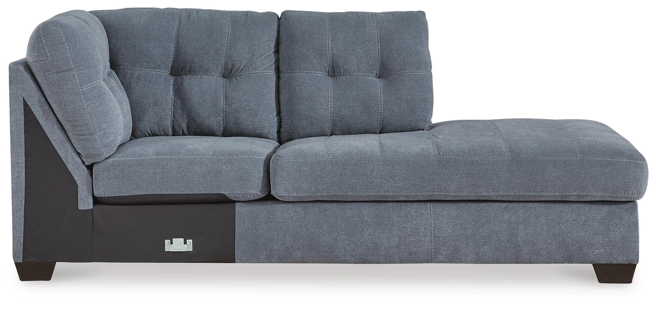 Marleton 2-Piece RAF Chaise Sleeper Sectional in Denim Microfiber