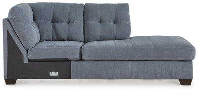Marleton 2-Piece RAF Chaise Sleeper Sectional in Denim Microfiber