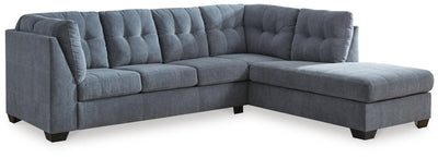 Marleton 2-Piece RAF Chaise Sleeper Sectional in Denim Microfiber