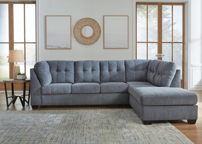 Marleton 2-Piece RAF Chaise Sectional in Denim Microfiber
