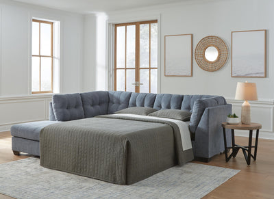 Marleton 2-Piece LAF Chaise Sleeper Sectional in Denim Microfiber