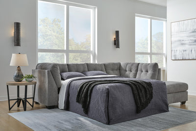 Marleton 2-Piece RAF Chaise Sleeper Sectional in Gray Microfiber