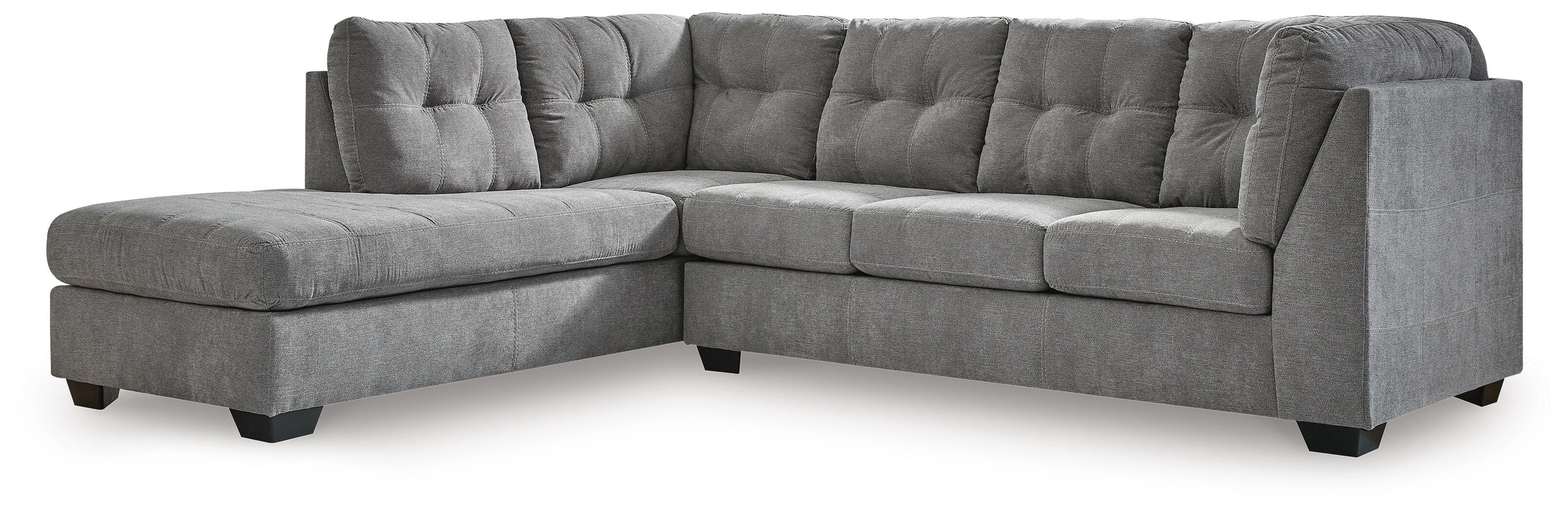 Marleton 2-Piece LAF Chaise Sleeper Sectional in Gray Microfiber