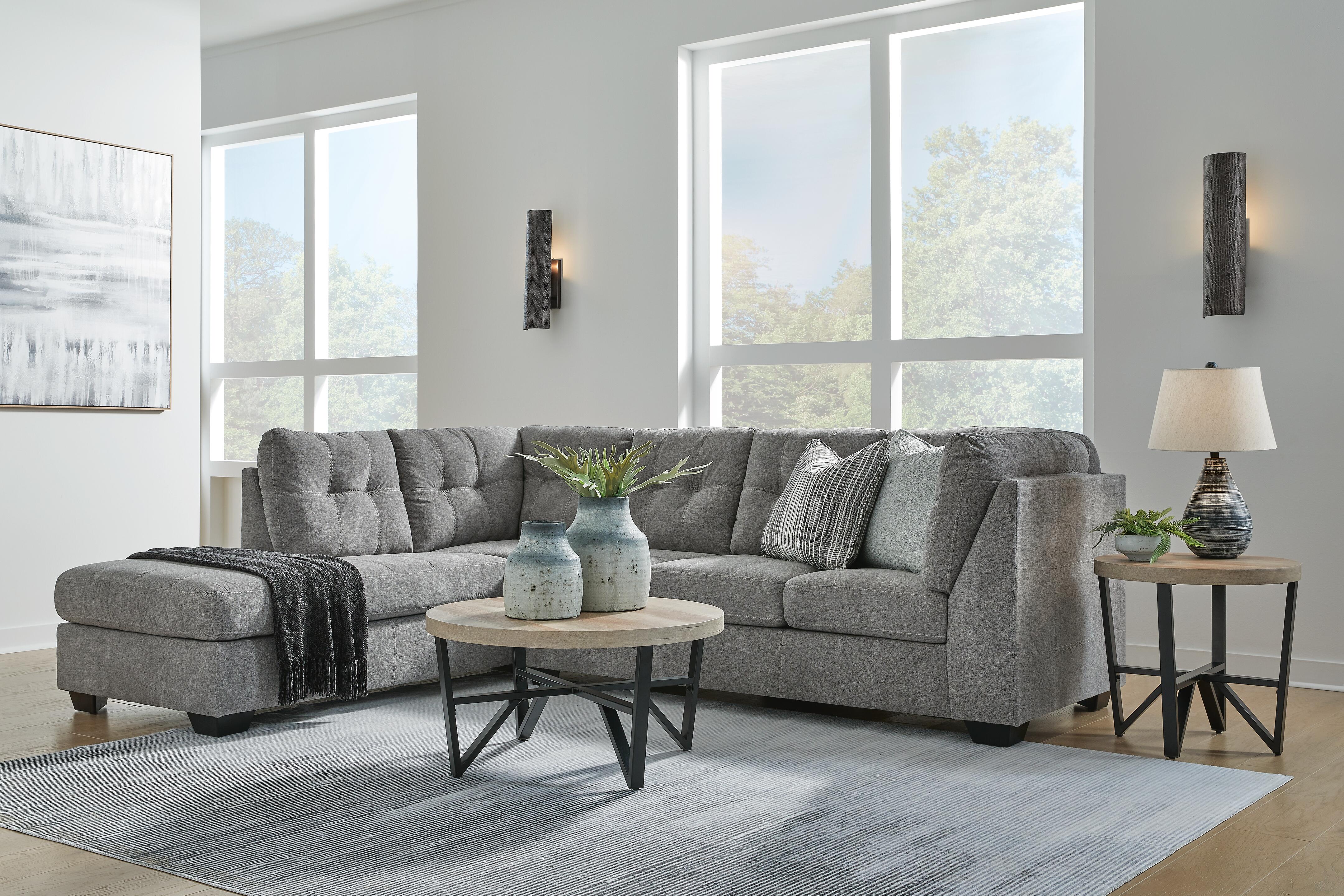 Marleton 2-Piece LAF Chaise Sectional in Gray Microfiber