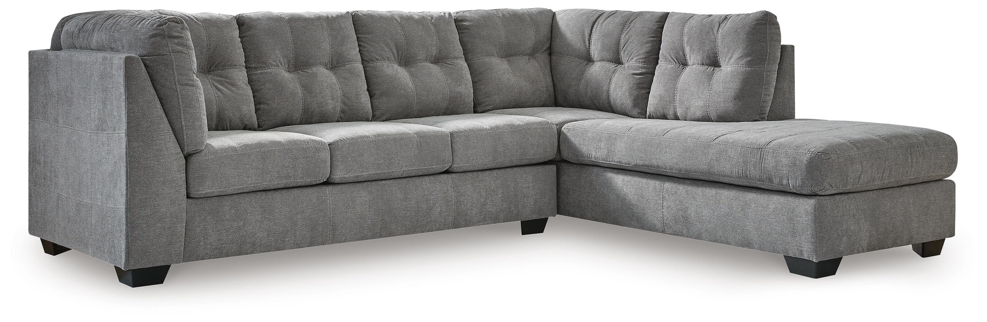 Marleton 2-Piece RAF Chaise Sleeper Sectional in Gray Microfiber