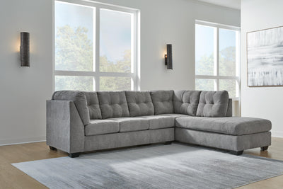 Marleton 2-Piece RAF Chaise Sectional in Gray Microfiber