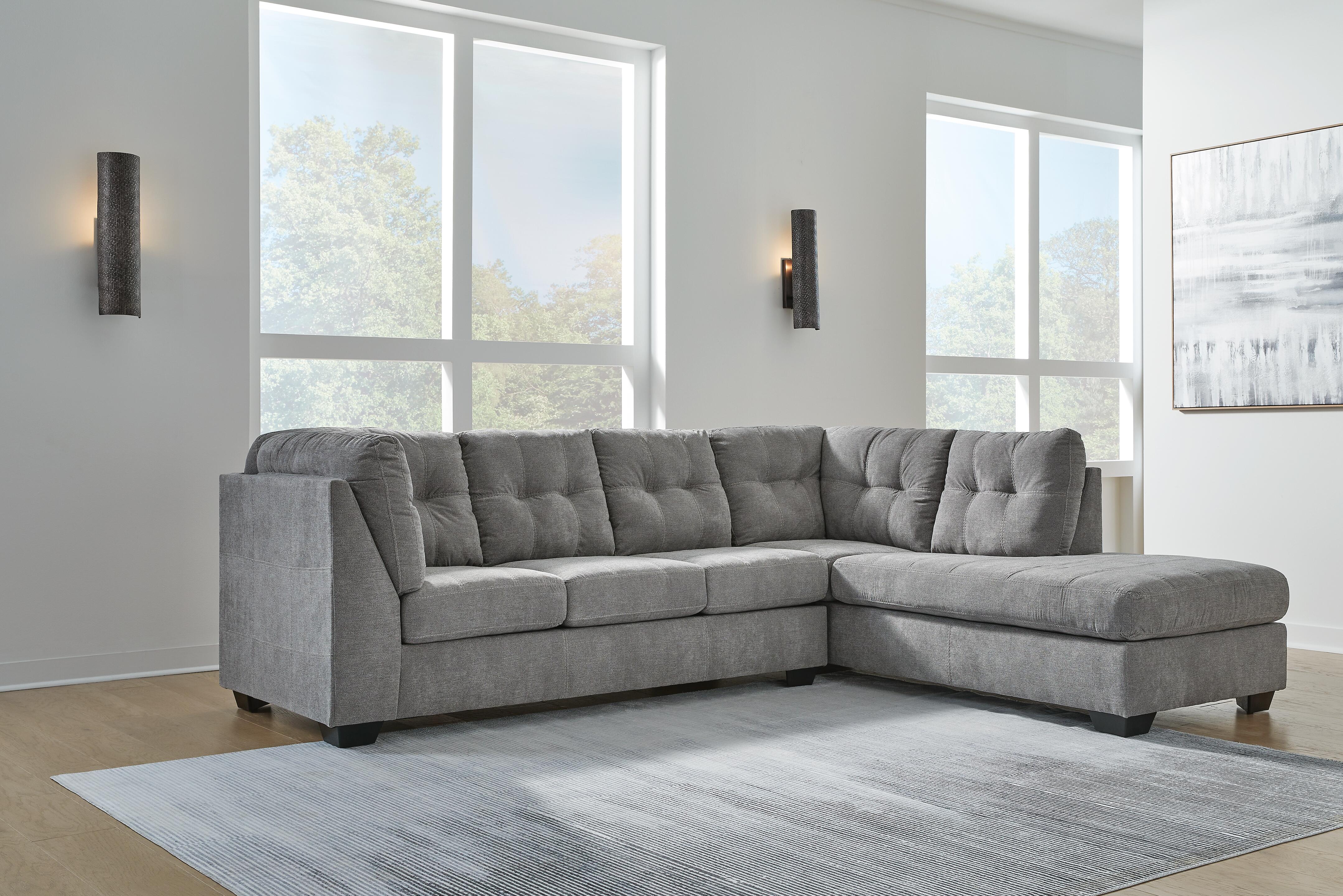 Marleton 2-Piece RAF Chaise Sectional in Gray Microfiber