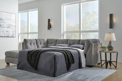 Marleton 2-Piece LAF Chaise Sleeper Sectional in Gray Microfiber