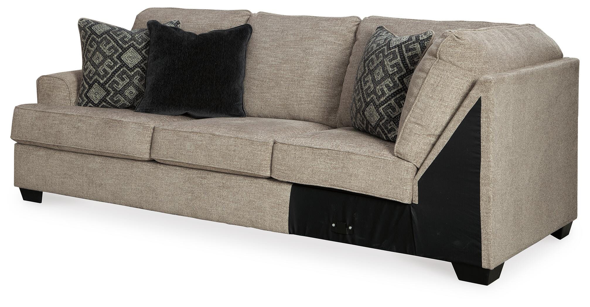 Bovarian 3-Piece Sectional and Ottoman in Stone