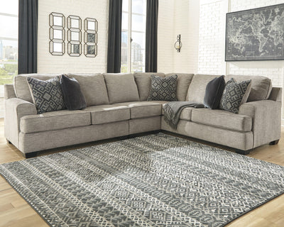 Bovarian 3-Piece Sectional with Ottoman in Stone