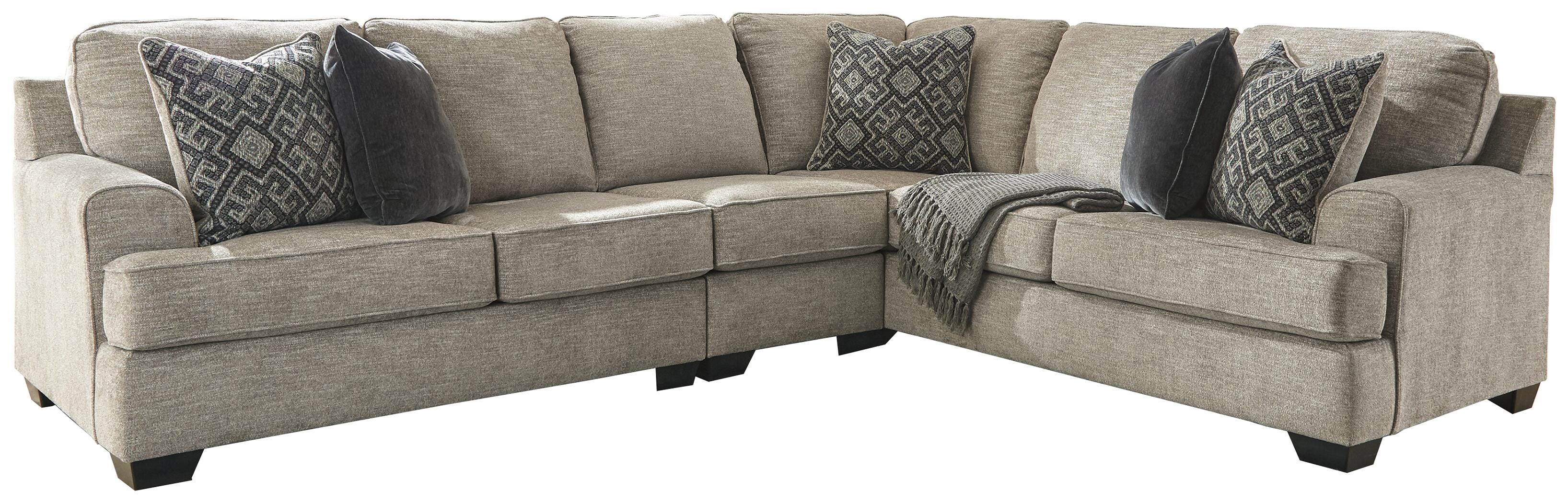 Bovarian 3-Piece Sectional with Ottoman in Stone