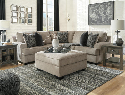 Bovarian 2-Piece Sectional with Ottoman in Stone