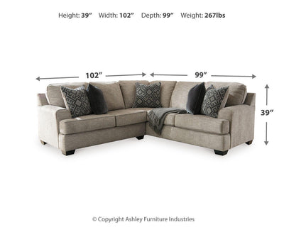 Bovarian 2-Piece RAF Sectional in Stone Chenille