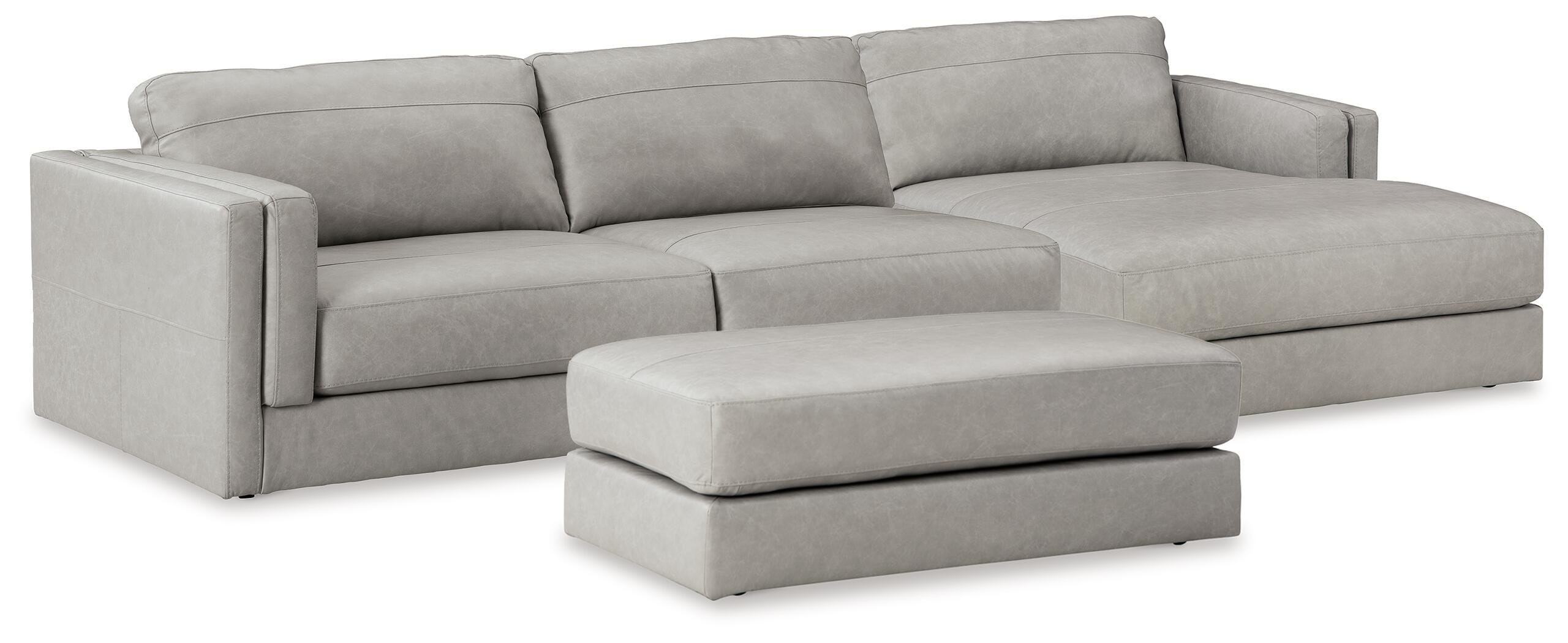 Amiata 2-Piece Sectional with Chaise and Ottoman in Glacier