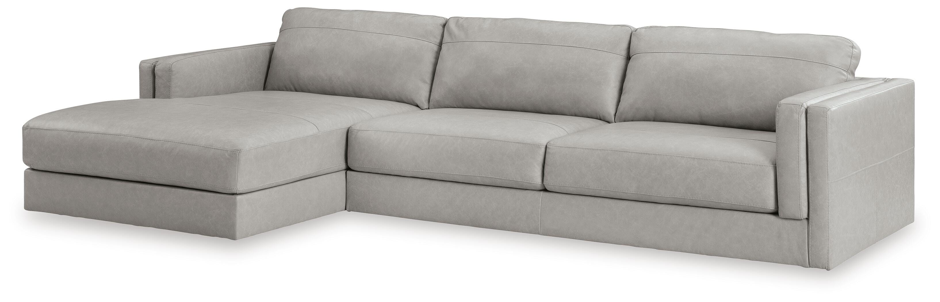 Amiata 2-Piece LAF Chaise Sectional in Glacier Leather