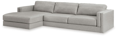 Amiata 2-Piece LAF Chaise Sectional in Glacier Leather