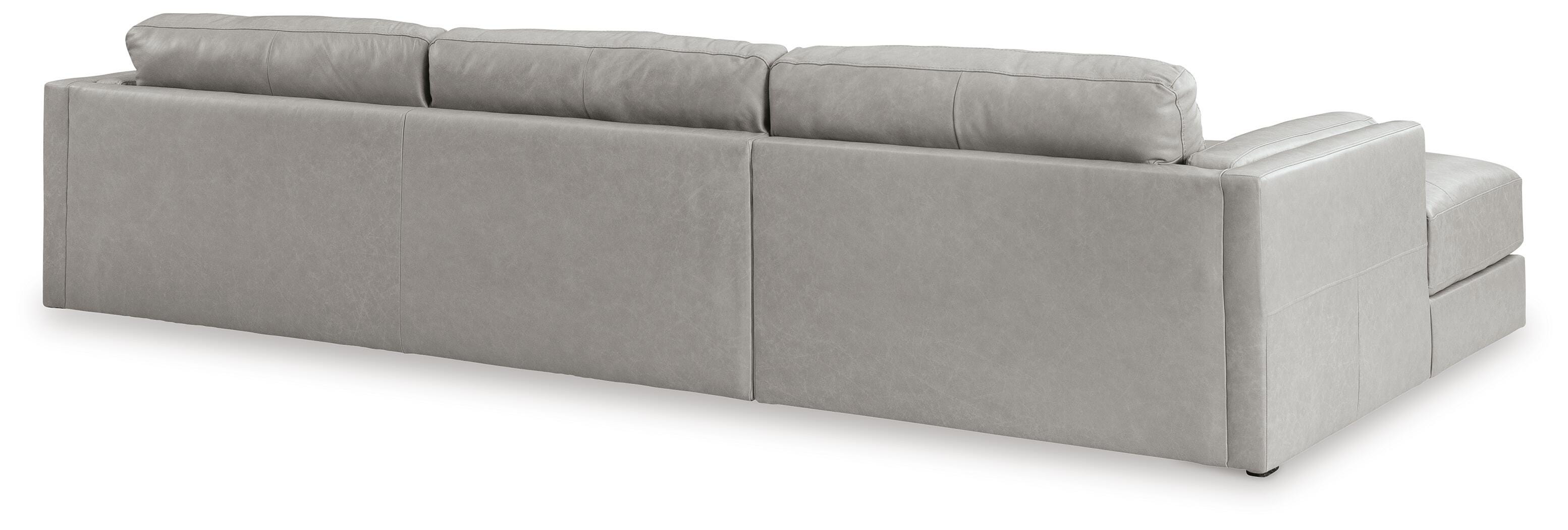 Amiata 2-Piece LAF Chaise Sectional in Glacier Leather
