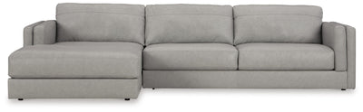 Amiata 2-Piece LAF Chaise Sectional in Glacier Leather
