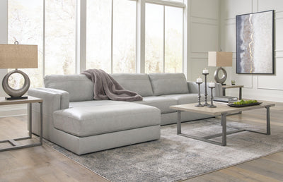 Amiata 2-Piece LAF Chaise Sectional in Glacier Leather